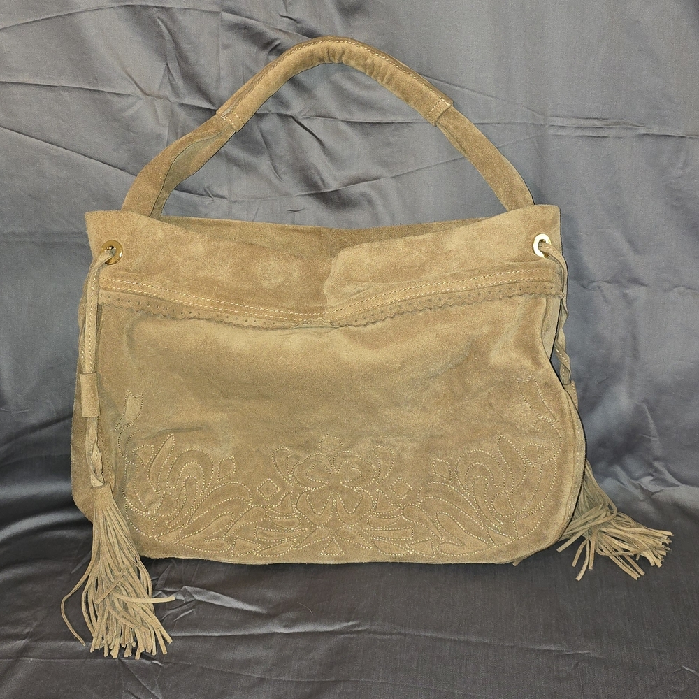 Chic Tan Suede Shoulder Bag